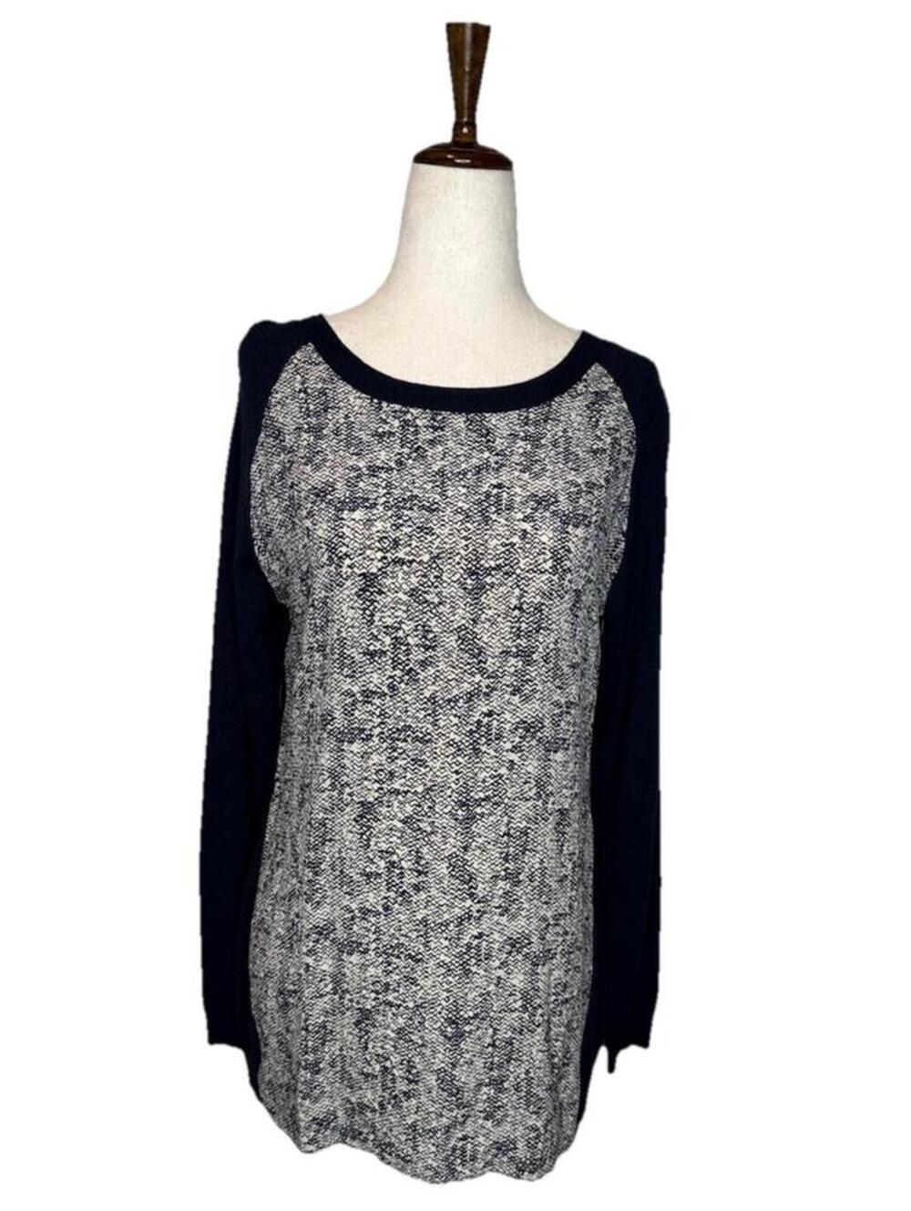 Eileen Fisher Sweater S Fine Merino Wool Silk  Boat Neck Black Lightweight